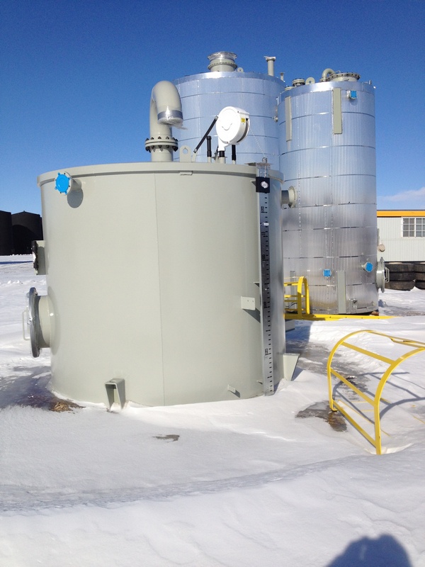 Small Painted and Vented Steel Storage Tank, Highlighting LMG's Custom Coating and Venting Solutions